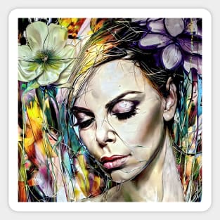 Face of Charlize with flowers Sticker